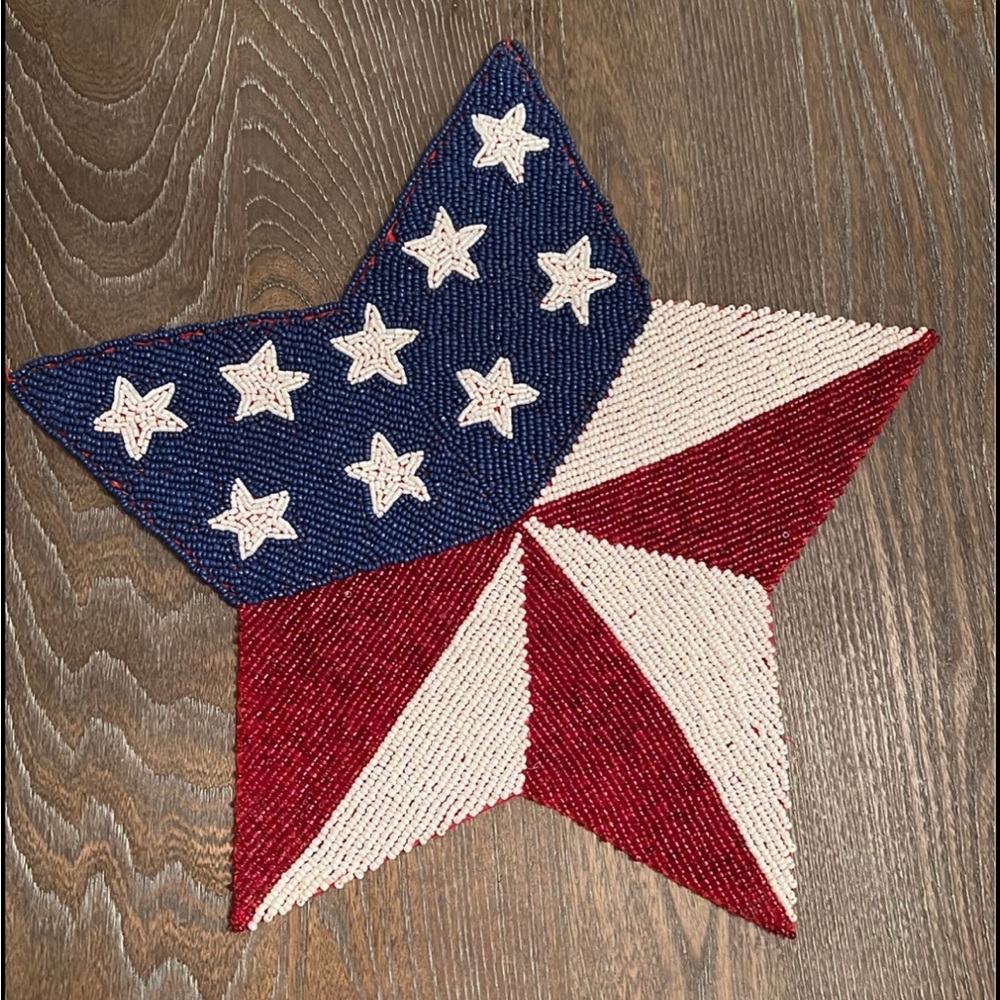 Star Stripes Americana Beaded Placemat Charger